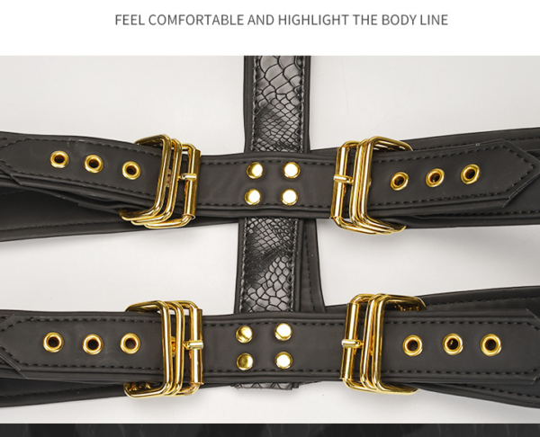 Male Slave Bondage Harness - High-Quality Snake Skin Leather Bondage Set - Image 5