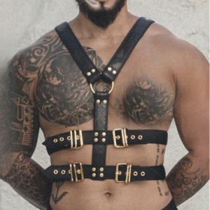 Male Slave Bondage Harness – High-Quality Snake Skin Leather Bondage Set