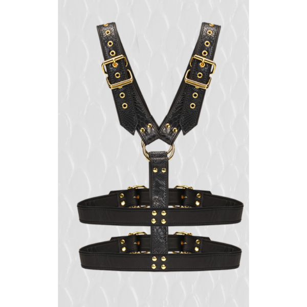 Male Slave Bondage Harness - High-Quality Snake Skin Leather Bondage Set - Image 4