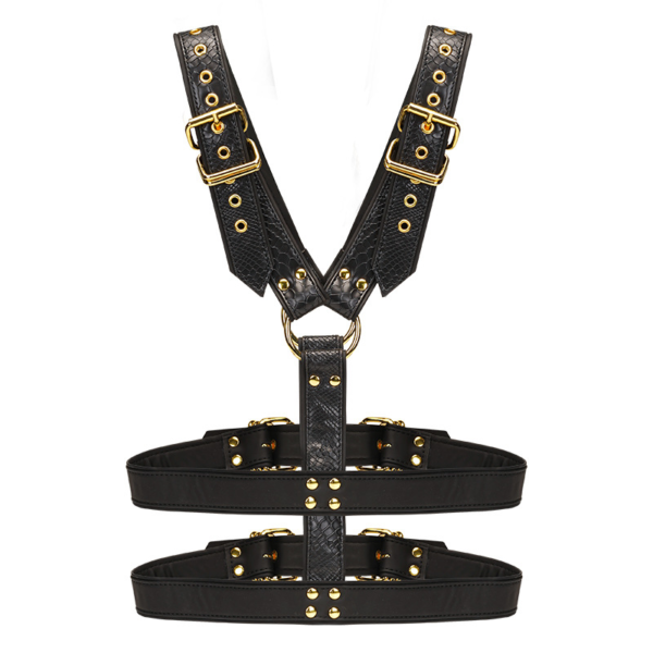 Male Slave Bondage Harness - High-Quality Snake Skin Leather Bondage Set - Image 6